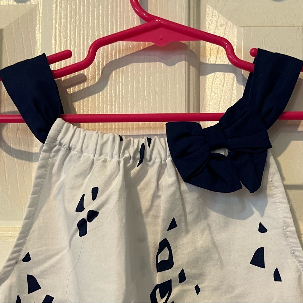 Girls Gymboree size 6 navy/white animal print dress - Picture 3 of 7
